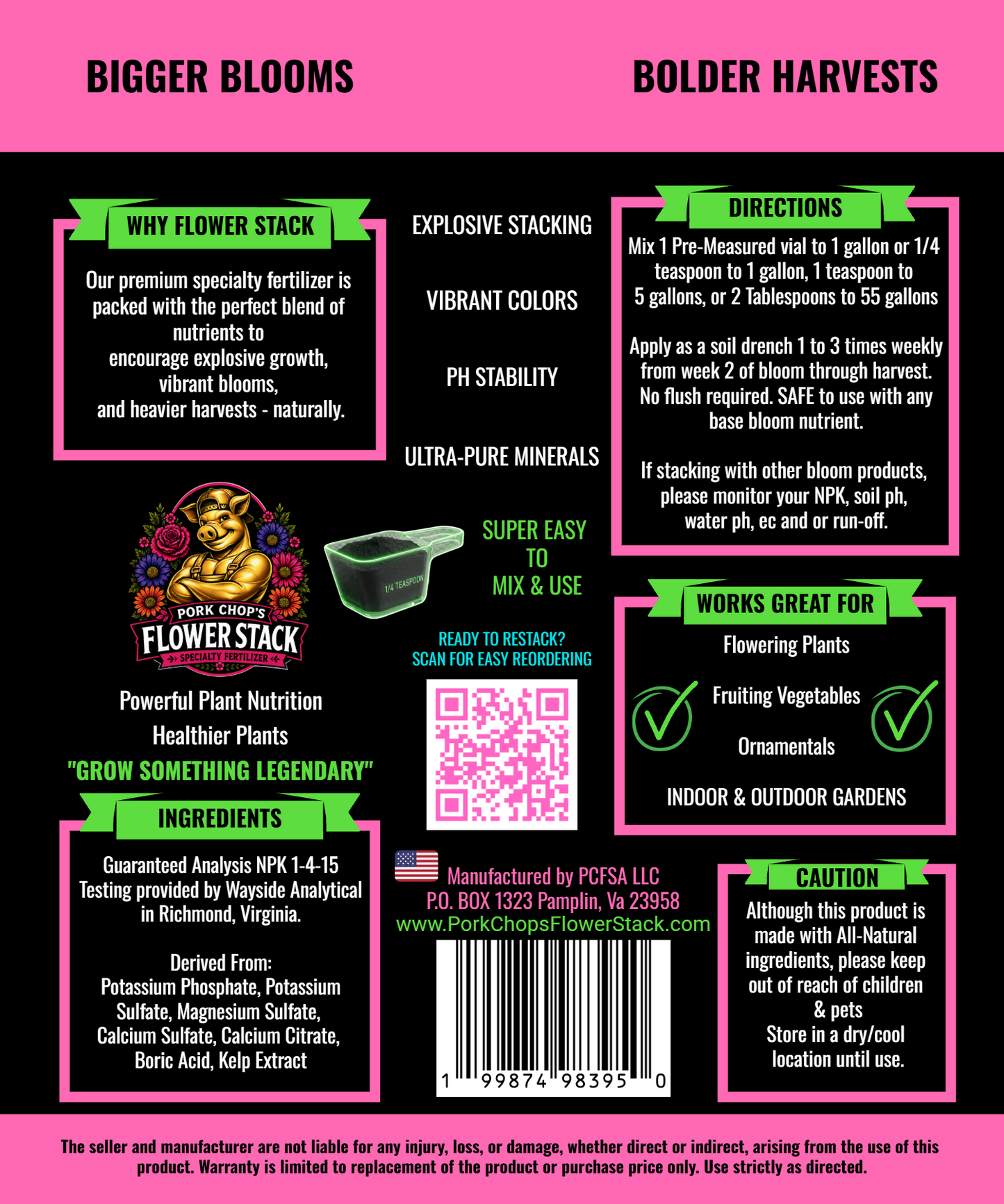 Pork Chop's Flower Stack Specialty Plant Fertilizer